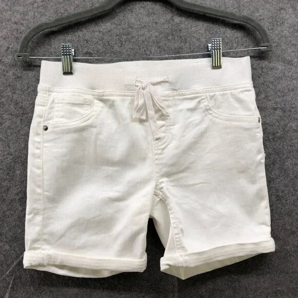 Justice Girls Size 16 White Denim Shorts‎ Pull On Jean Short Stretch Drawstring