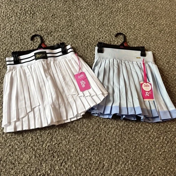 2 Justice Skort Skirt Girls Medium 10 Pleated Built In Shorts Tech Pocket