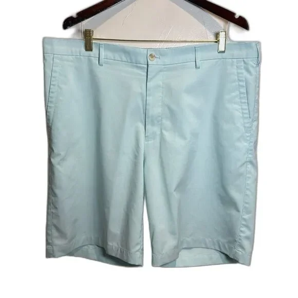 Peter Millar Crown Sport Shorts Teal Blue White Stripes Size 40 Golf Outdoor