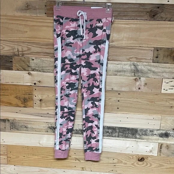 Justice size 10 Soft & Stretchy Pink and Gray Camo Joggers with Drawstring 2/$30