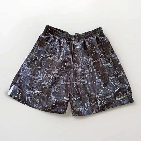 Nike Just Do‎ It All Over Print Black Swim Trunks Shorts Men's Sz XL 5