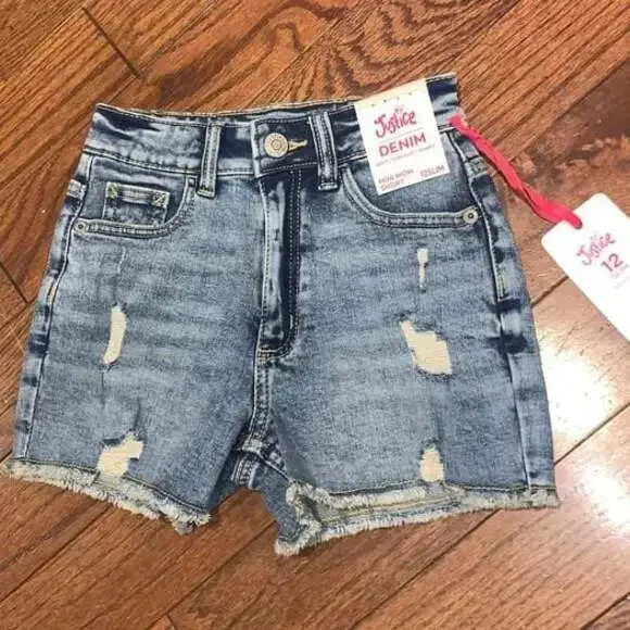 Justice Girls Mini Mom Denim Shorts Size‎ 12 Blue Jean Adjustable Waist NWT