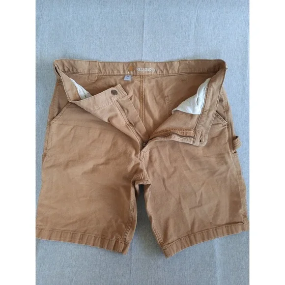 Carhartt Men 40 Relaxed Fit Carpenter Side Flap pocket Utility Brown Cargo Short