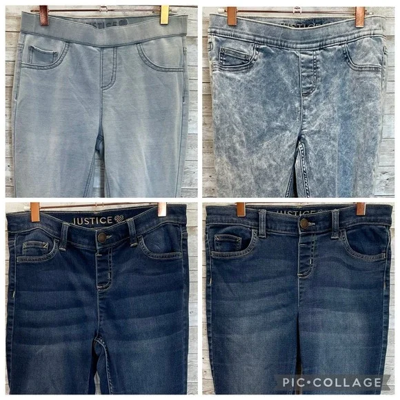 Lot of‎ 4 Justice Girls 16 Jeans Skinny Stretch Jeggings Leggings Blue Acid Wash