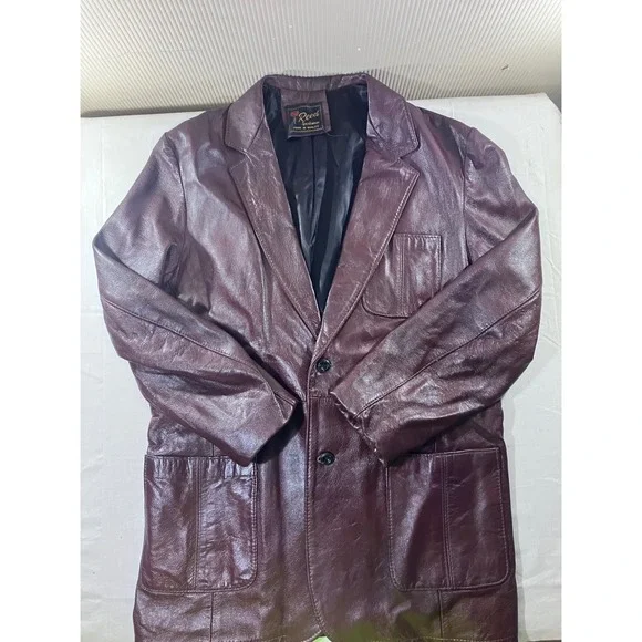 Reed Sportswear Men's Brown Size Large Leather‎ Blazer Jacket