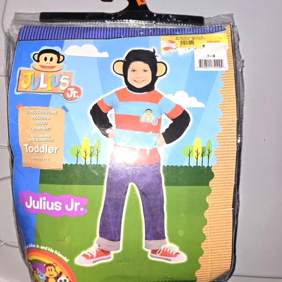 Julius Jr Halloween Costume Outfit Monkey‎ Toddler Boys Size 3-4 NEW