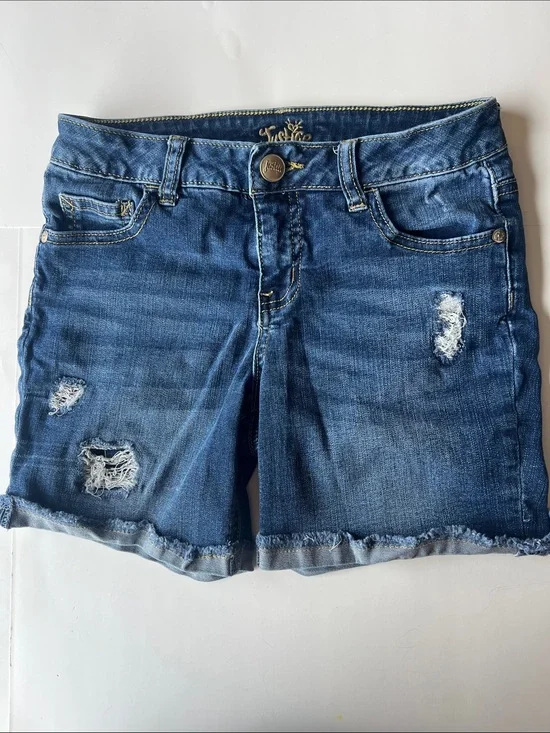 Justice Blue Distressed Denim Shorts