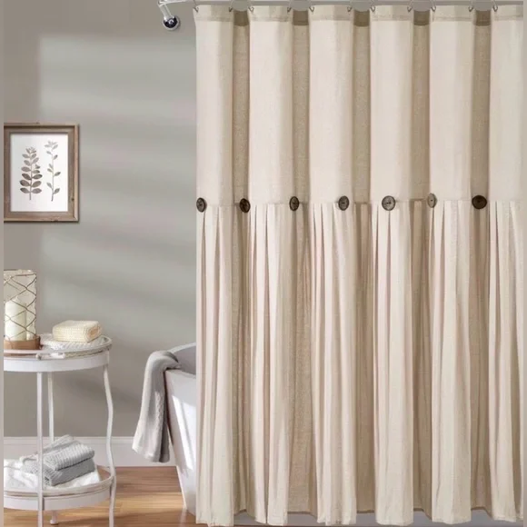Lush Decor Linen Farmhouse- Boho style Shower Curtain ~New~With Rings & Liner
