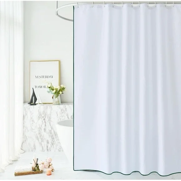 Modern Faux Linen Fabric Cloth White Shower Curtain 72x72