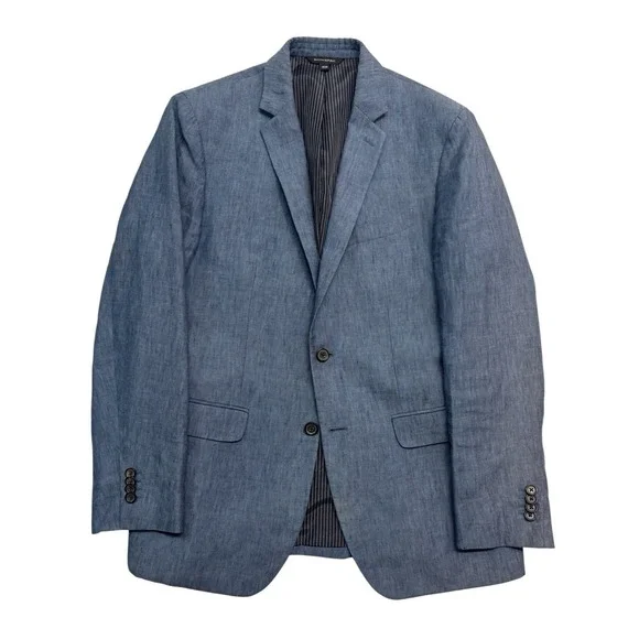 Banana Republic 40R Light Blue Chambray 100% Linen Blazer Jacket Sport Suit Coat