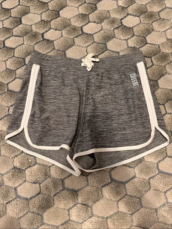 Justice Gray Heather Athletic Shorts with White Trim
