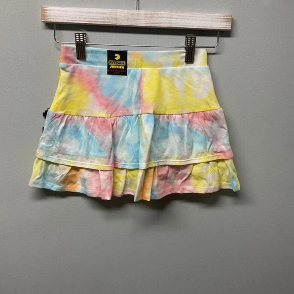 Justice‎ Girls Tie Dye Tiered Ruffle Skirt Size S 7/8 Pac Man