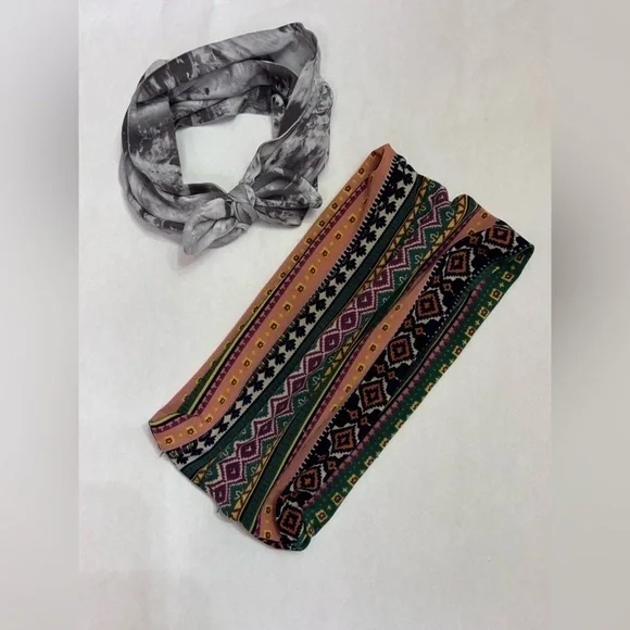 Patterned Headband Set - Multicolor and Gray
