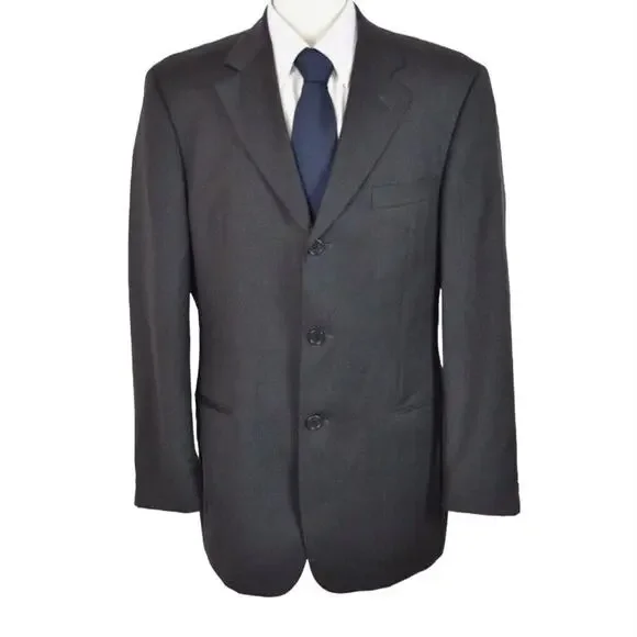 Hugo Boss Mens 42T Einstein Omega Vintage Sport Coat Charcoal Gray
