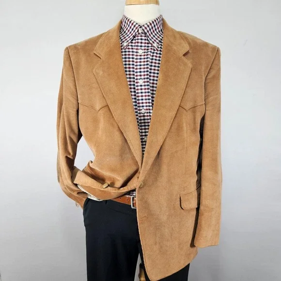 CCC Western Men's Sport Coat Blazer Two Button Brown‎ Corduroy Size 44L