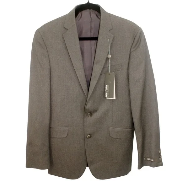Kenneth Cole Reaction Mens Blazer 38R Mid Grey 2 Button Suit Jacket NEW L1091