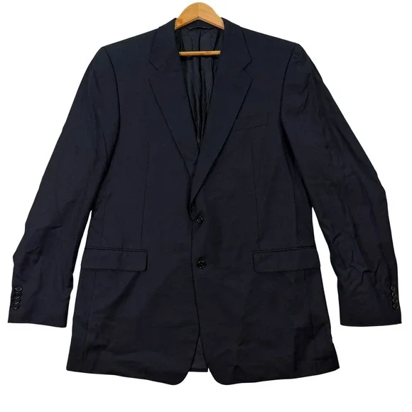 Hickey Freeman Mens 46XL Slim Fit Tall Big Navy Blue Wool Blazer Loro Piana USA