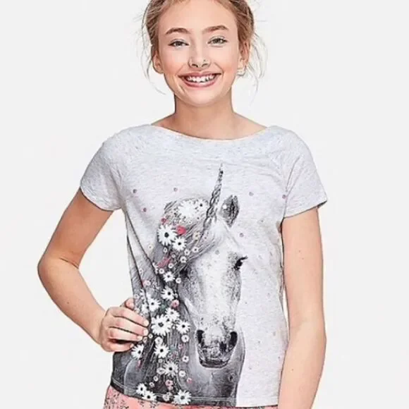 Justice Unicorn Graphic Sequins T-shirt 14/16