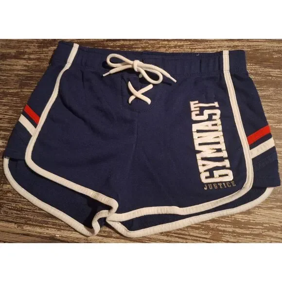 Justice Girls‎ Gymnast Elastic Navy Shorts w/ Tie Patriotic Size 10