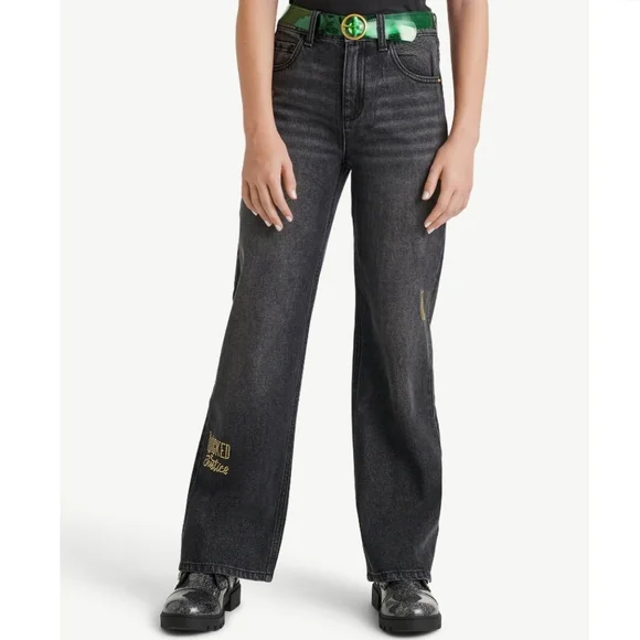 Justice WICKED Boyfriend Jeans Girls Size 12 Black Cotton CV-0065