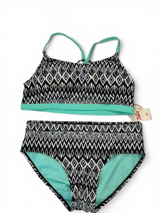 Justice Black & White Geometric Bikini with Mint Accents SPF 50 WT