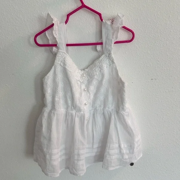 ❤️5 For $20❤️ Justice Girls White Eyelet Top Size M