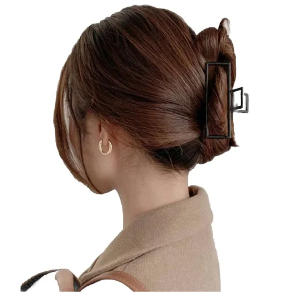 3 Large Dark Grey Metal Hair Clips