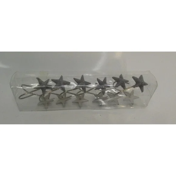 Starfish Star Shower Curtain Hooks Resin Collection 12pc New Gray Silver Texture