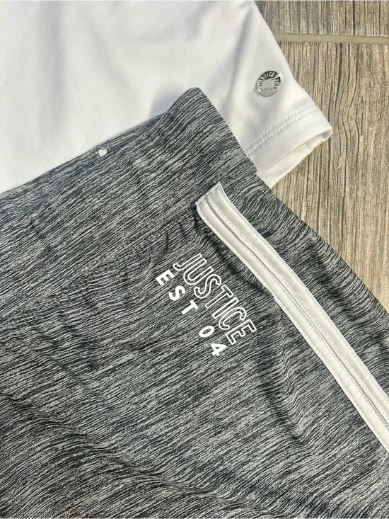 Justice Girls 2-Piece Activewear Set White Top & Gray Shorts Size XLP (16P/18P)