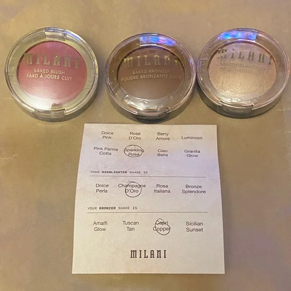 Milani baked collection: Blush, Highlighter & Bronzer