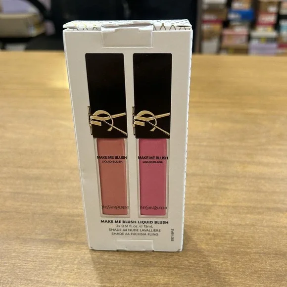YSL Yves Saint Laurent Make Me Blush Liquid Duo Nude Fuchsia Gift Set NIB 15ml