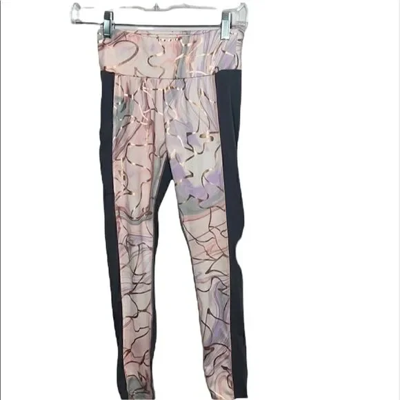 Justice Metallic Rose Gold/ Grey Leggings. Size 12.