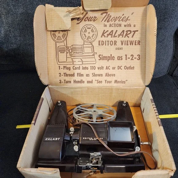 Vintage Kalart 8mm Film Movie Editor Viewer‎ Eight w Original Box 1960's. UNTEST