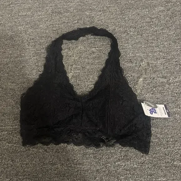 Justice Girls Lace Padded Halter Bralette Bra BLACK teen girls New with Tags 34