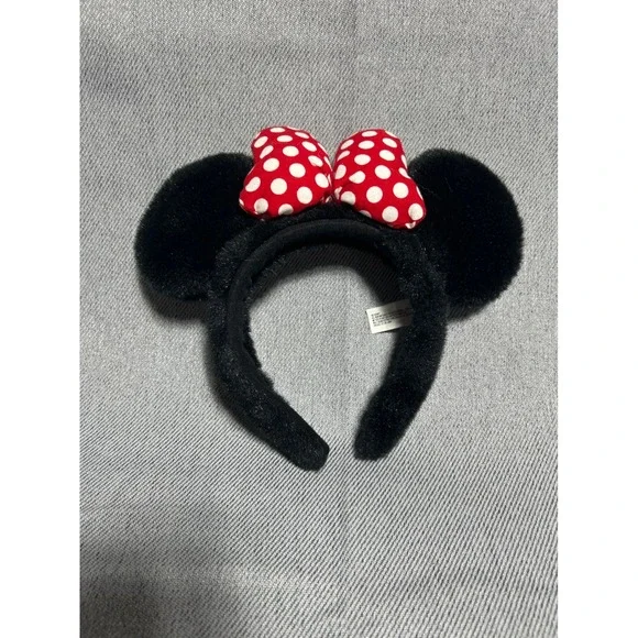 Disney‎ Minnie Mouse Headband OS Black Red Polka Dot Bow Ears Plush Disney World
