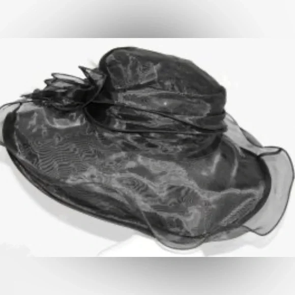 Kentucky Derby Hat, Dramatic Organza Church Tea Party Wedding Funeral Goth NWT