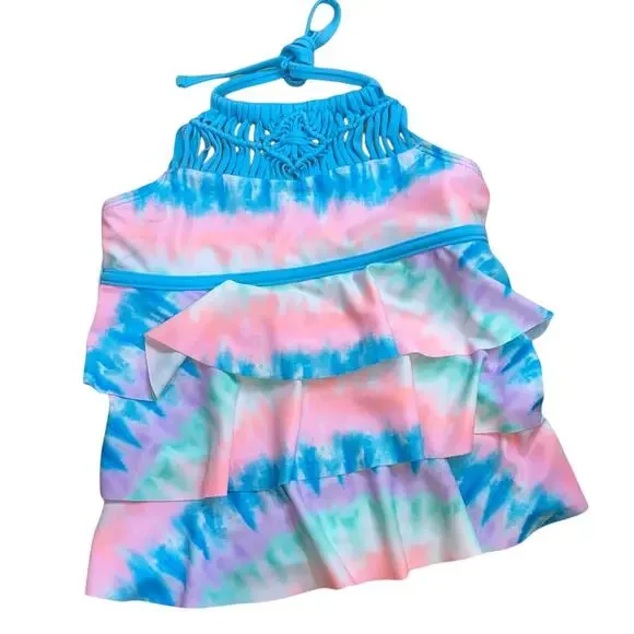 Justice Tie Dye Tiered Tankini Swim Top Girls Size 7 NWT
