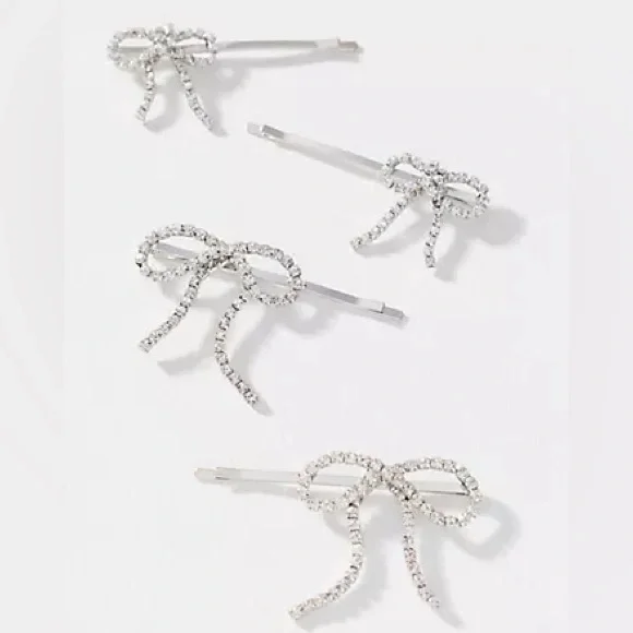 ANTHROPOLOGIE Rhinestone bow hair clips (set of 2)