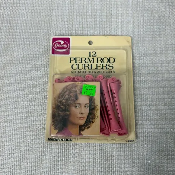 Vintage 80s Perm Rod Curlers Goody Brand Made in the USA 12 total pieces #430‎