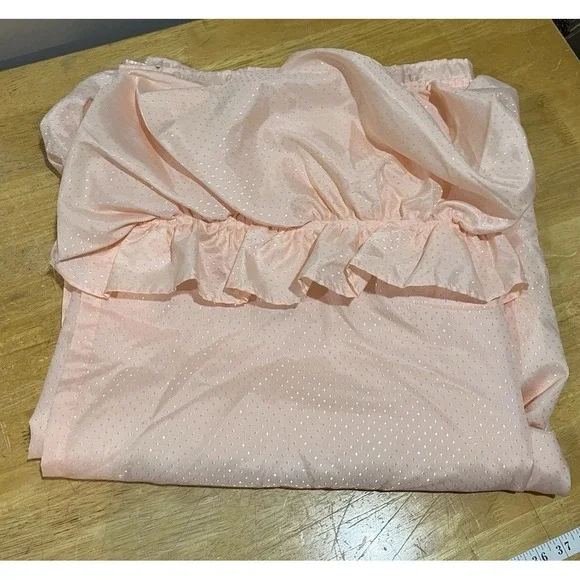 Vtg Davison Home Peach Fabric Shower Curtain Balloon Valance‎ Diamond Pattern