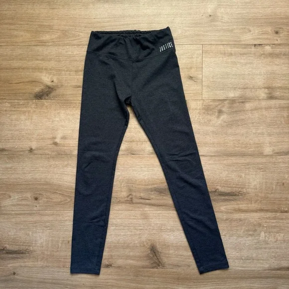 Justice Active Girls Charcoal Gray Heathered Leggings Size‎ 12 Athletic Pants