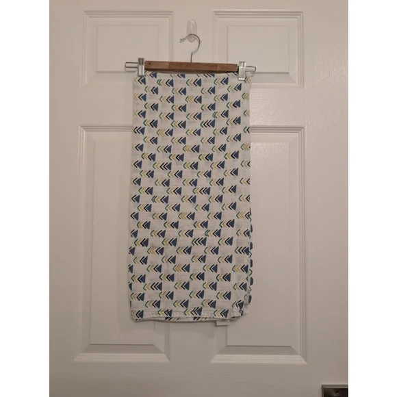 Baby Pottery Barn Modern Baby 47x47 White Blue Swaddle 100% Organic Cotton