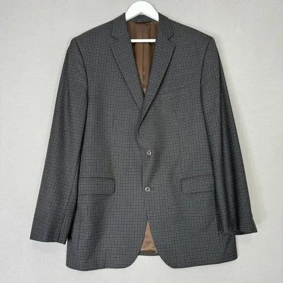 Jack Victor Vince SPJ Blazer Mens 44L Blue Gingham Check Wool Sport Coat Preppy