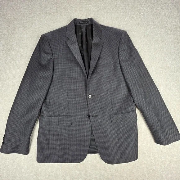John Varvatos USA 100% Wool Gray Houndstooth Sport Coat Blazer Jacket Mens 40S