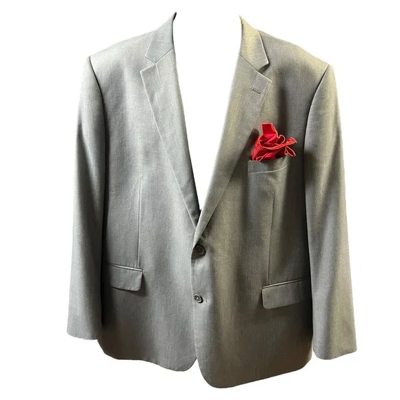 Renoir Sport Coat R48/42 Grey Single Breasted Blazer Dual Vent‎ Tailored Mens