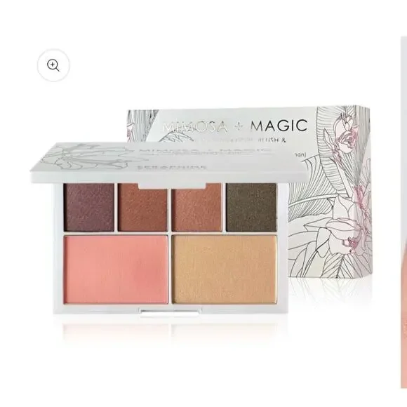 seraphine botanicals mimosa + magic vegan eyeshadow blush highlighter palette