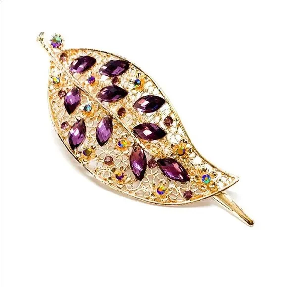 Leaf Gold Lavender Hair Clip