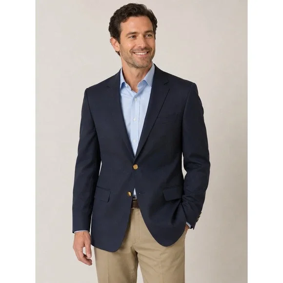Saddlebred Performance Navy Blazer Sport Coat Mens Large Gold Button‎ Preppy