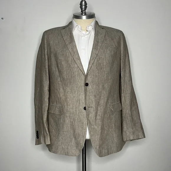 Banana Republic Men's 48L 100% Linen Sport Coat Blazer 2-Button‎ Slim Fit Solid