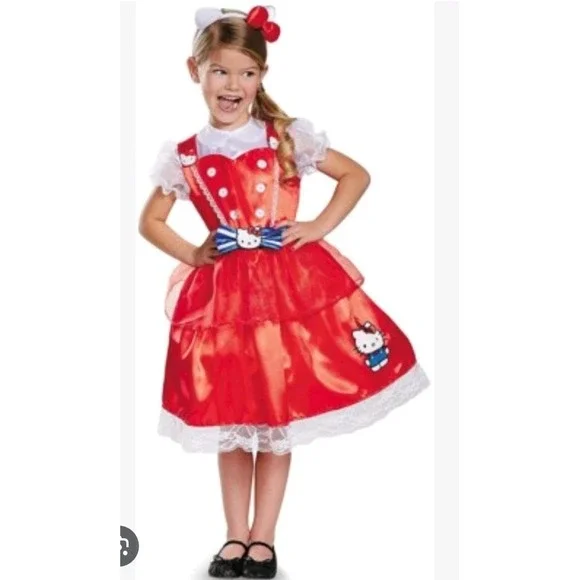 Hello Kitty Authentic Sanrio Dress Up Halloween Deluxe Child Costume Med‎ 7-8